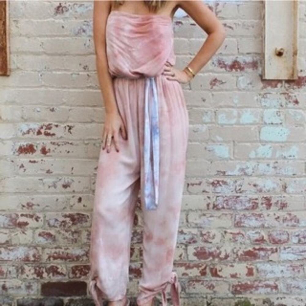 Free People Just Float Womens Jumpsuit XS Tie Dye Boho Beachy Vacation Festival